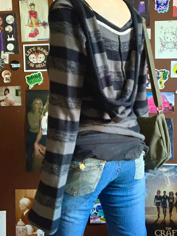 Retro Striped Print Long Sleeve - Image 3