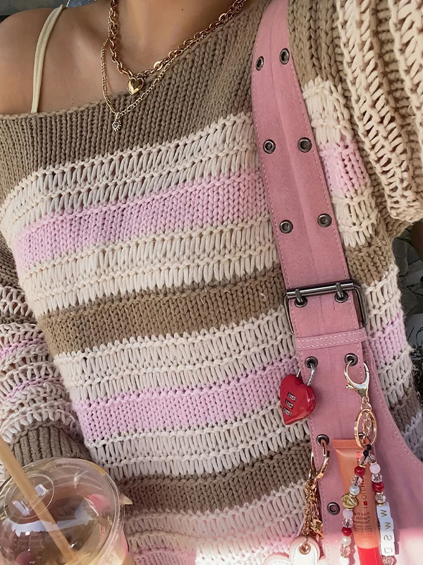 Retro Striped Print Sweaters - Image 2