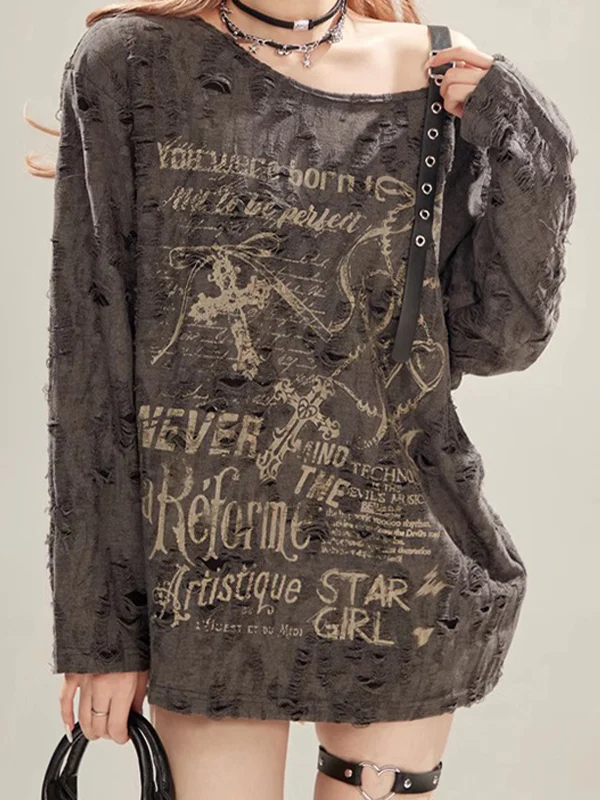 Retro Style Ripped Long Sleeve - Image 4