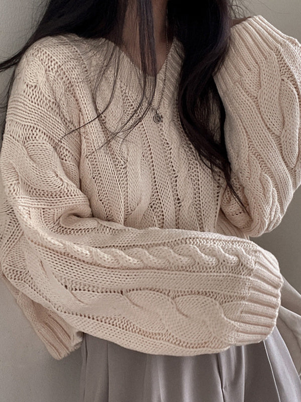 Retro Twisted Cable Chunky Knit Sweater