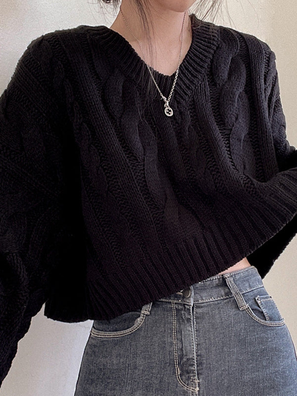 Retro Twisted Cable Chunky Knit Sweater - Image 3