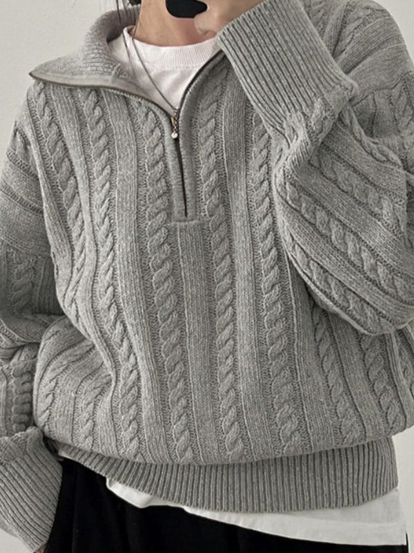 Retro Twisted Half-Zip Sweater