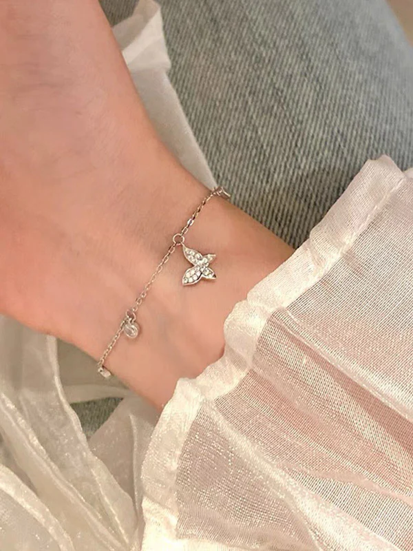 Rhinestone Butterfly Charm Bracelet