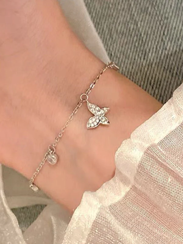 Rhinestone Butterfly Charm Bracelet - Image 3