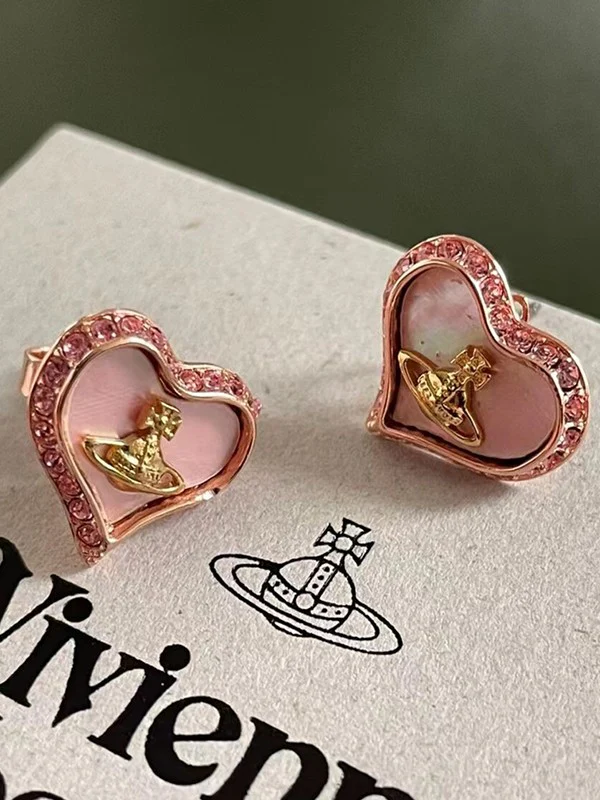 Rhinestone Cosmos Heart Earrings