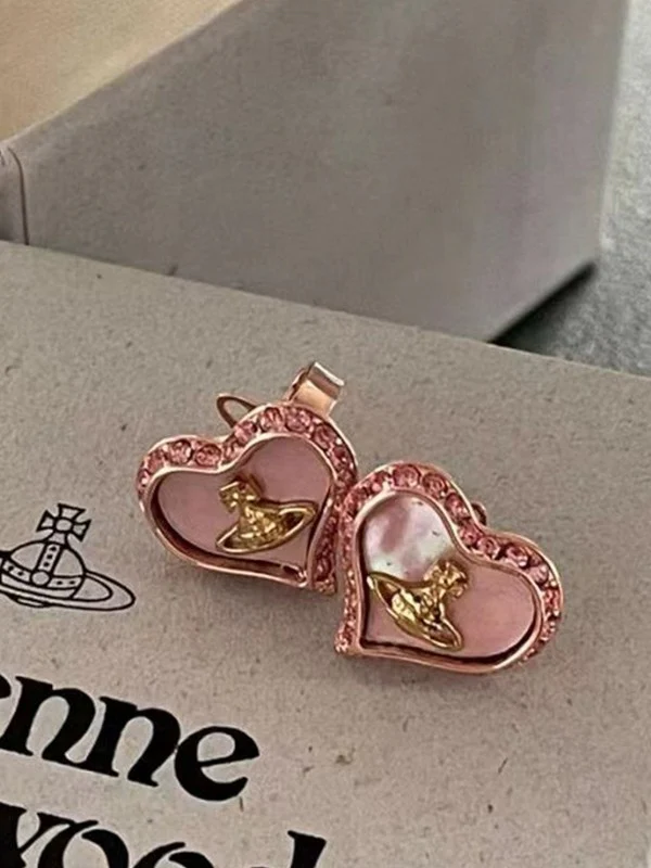 Rhinestone Cosmos Heart Earrings - Image 2