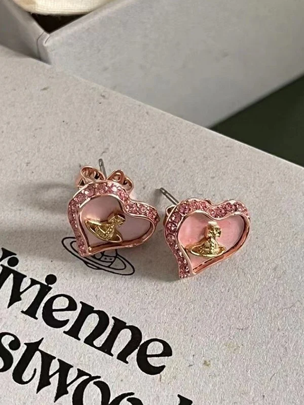 Rhinestone Cosmos Heart Earrings - Image 3
