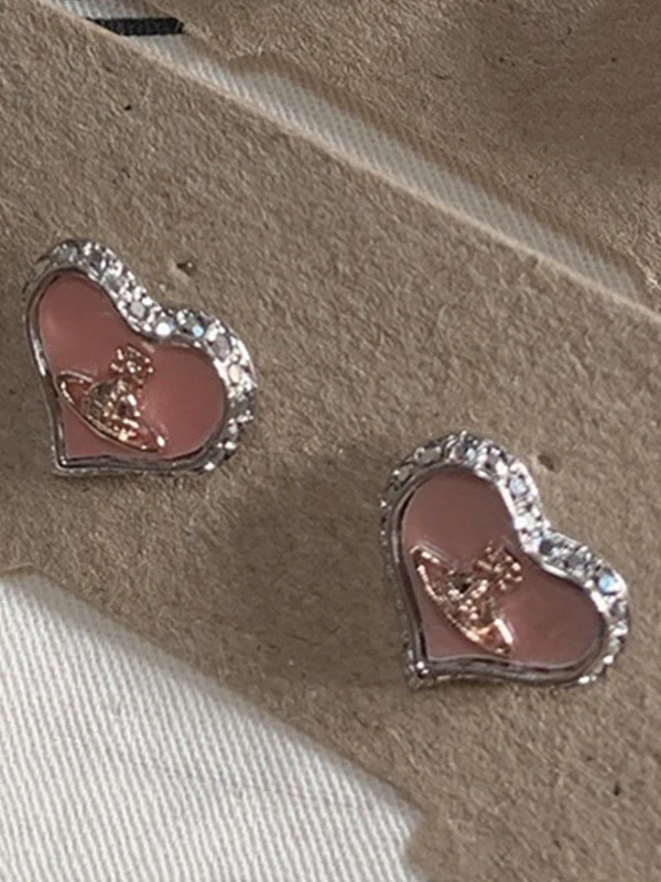 Rhinestone Cosmos Heart Earrings - Image 4