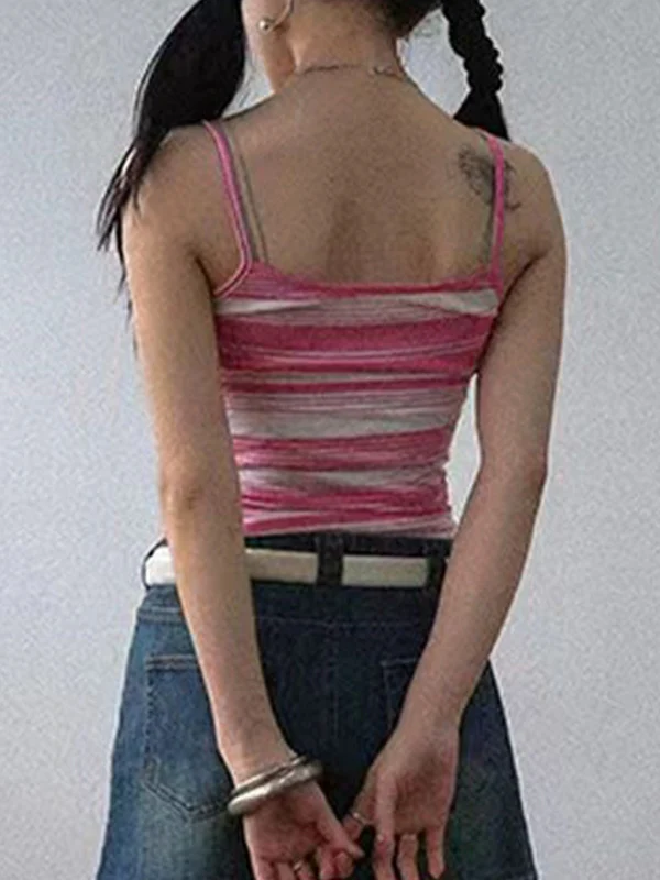 Rhinestone Design Striped Crop Cami Top - Image 5