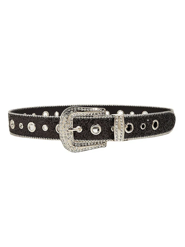 Rhinestone Embellished Sequin Buckle Belt - Image 2