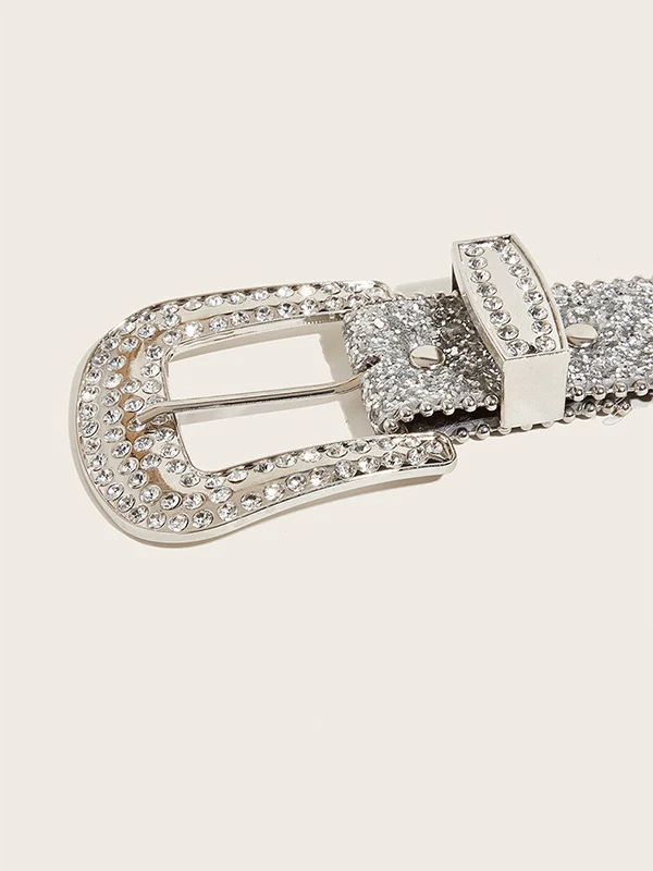 Rhinestone Embellished Sequin Buckle Belt - Image 6