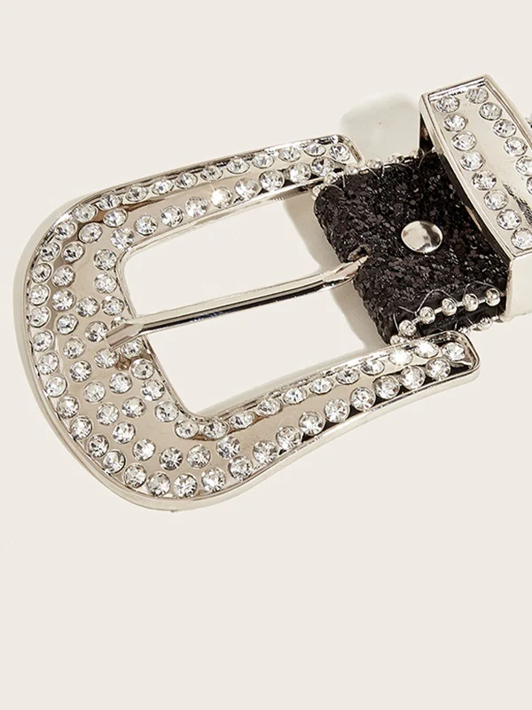 Rhinestone Embellished Sequin Buckle Belt - Image 8