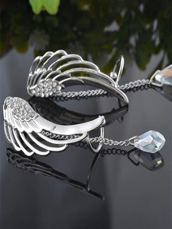 Rhinestone Fairy Wing Drop Earrings - Image 2