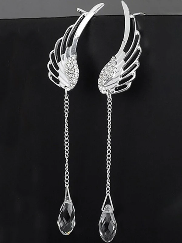 Rhinestone Fairy Wing Drop Earrings - Image 3