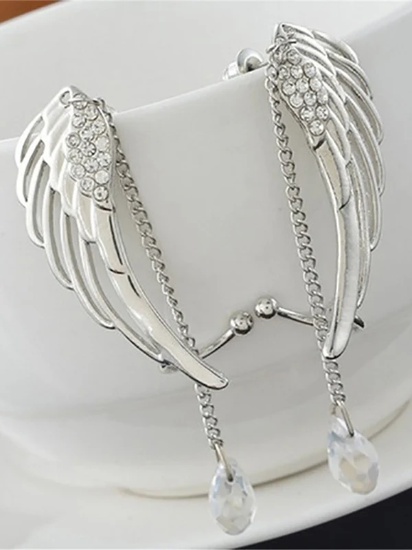Rhinestone Fairy Wing Drop Earrings - Image 4
