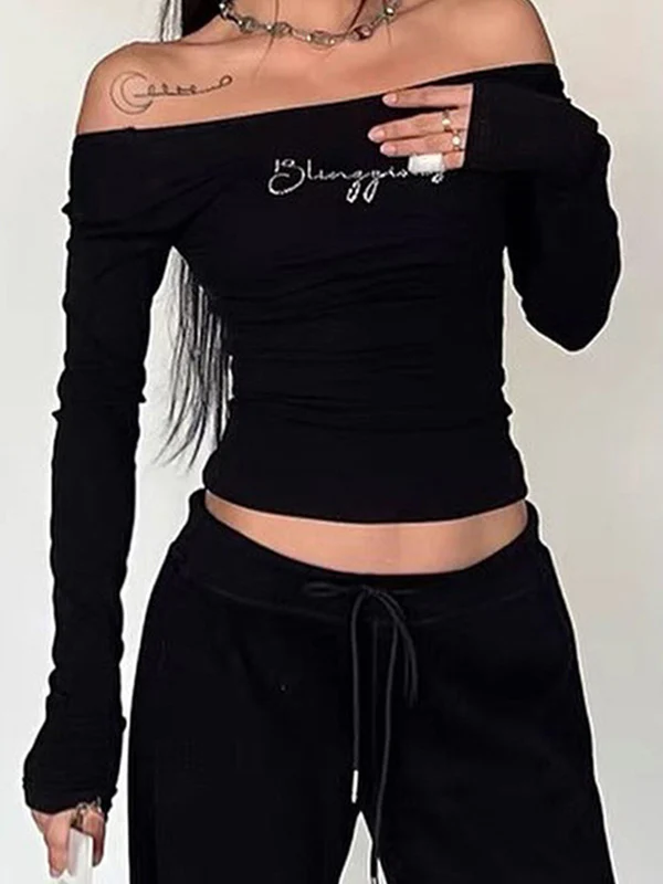 Rhinestone Letters Long Sleeve