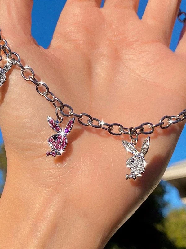 Rhinestone Rabbit Pendant Necklace - Image 3