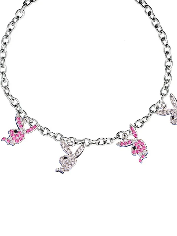 Rhinestone Rabbit Pendant Necklace - Image 4