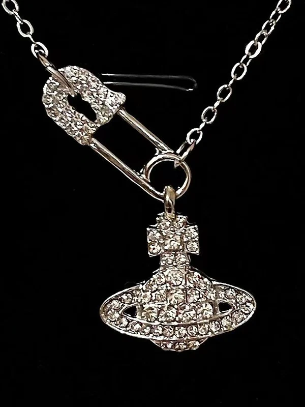 Rhinestone Safety Pin Cosmos Necklace - Image 4