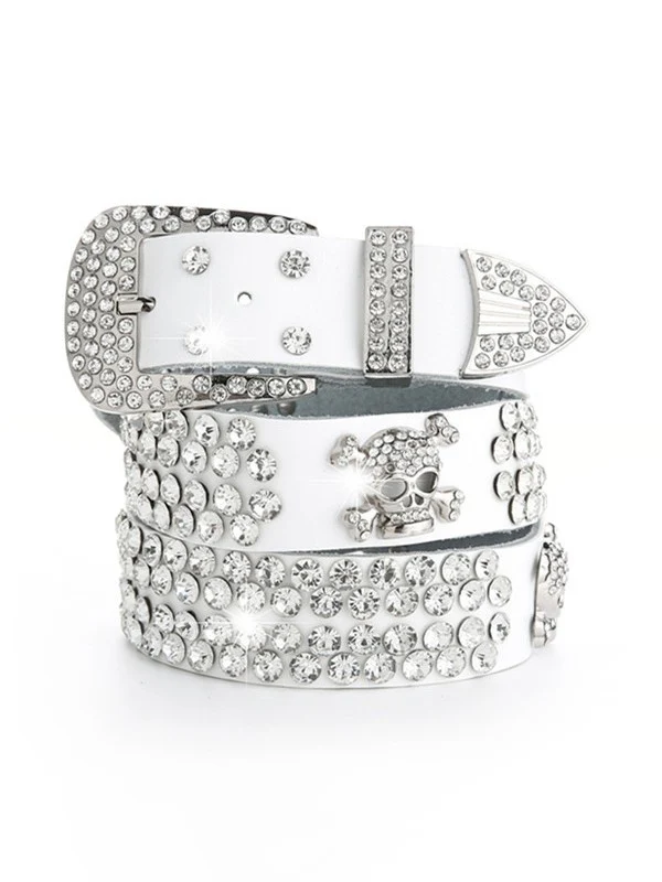 Rhinestone Skull Buckle Belt - Image 3