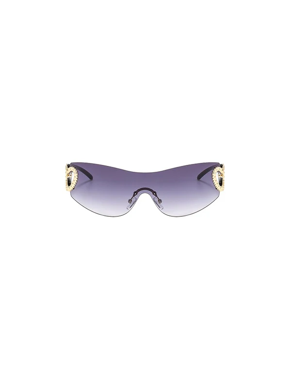 Rimless Wrap Around Y2K Sunglasses - Image 5