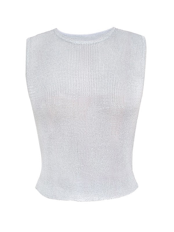 Semi Sheer Metallic Tank Top - Image 13
