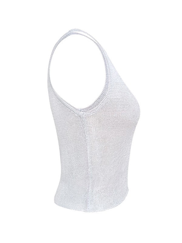 Semi Sheer Metallic Tank Top - Image 14