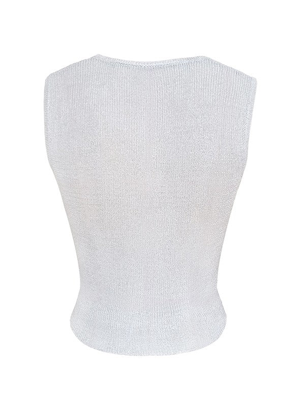 Semi Sheer Metallic Tank Top - Image 15