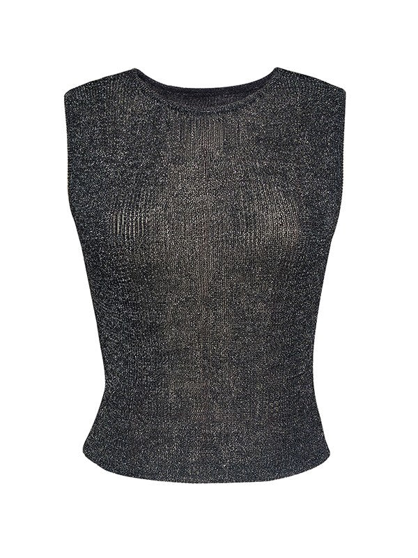 Semi Sheer Metallic Tank Top - Image 18