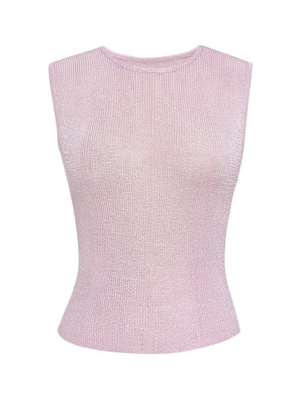 Semi Sheer Metallic Tank Top - Image 21