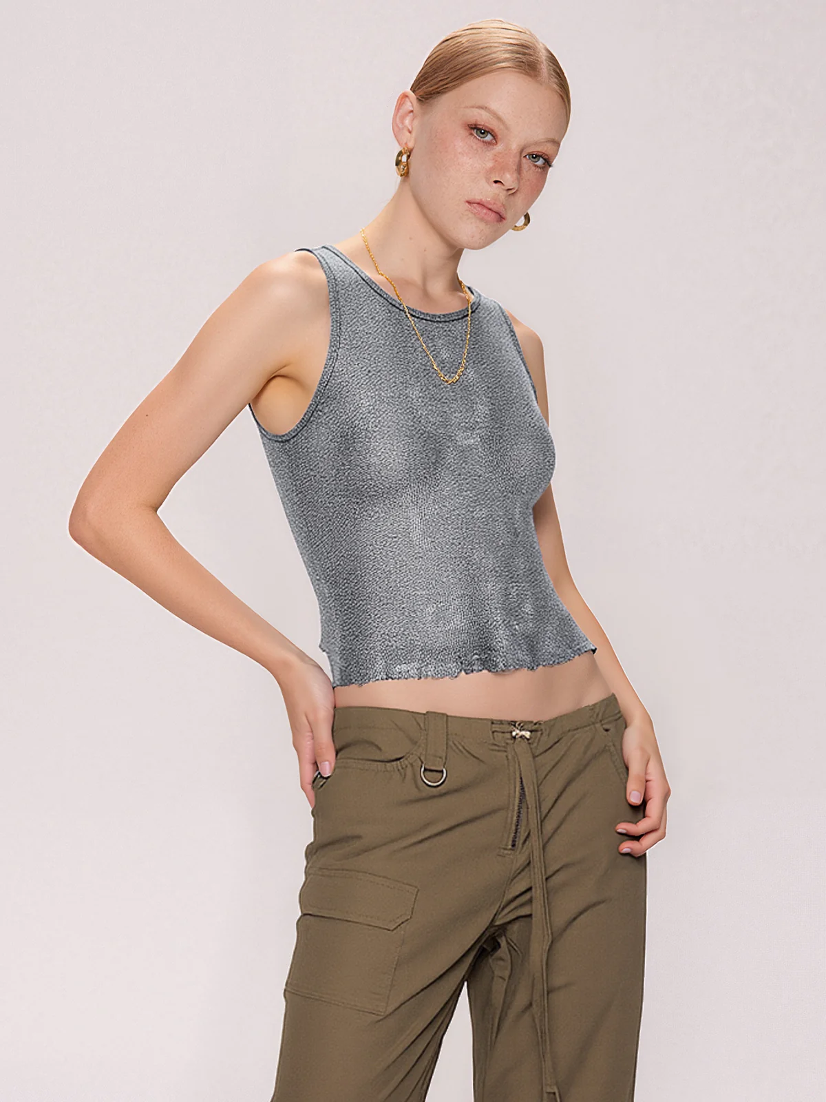 Semi Sheer Metallic Tank Top - Image 5