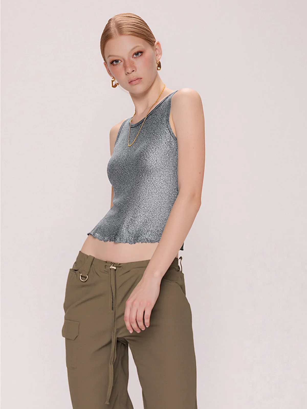 Semi Sheer Metallic Tank Top - Image 7