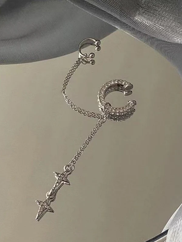 Shiny Star Pendant Chain Link Cuff Earring - Image 5