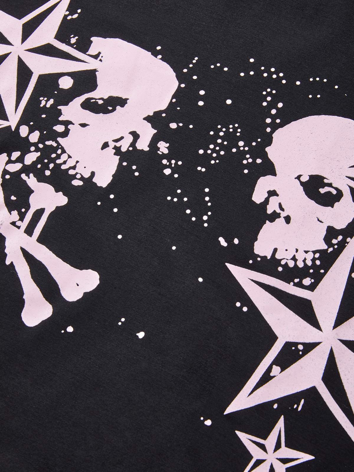 Short Sleeve Black  Skull  Graphic Oversized Tee - Image 5