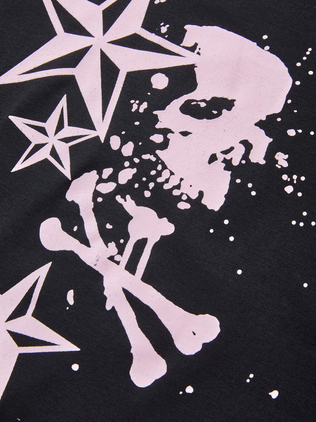 Short Sleeve Black  Skull  Graphic Oversized Tee - Image 6