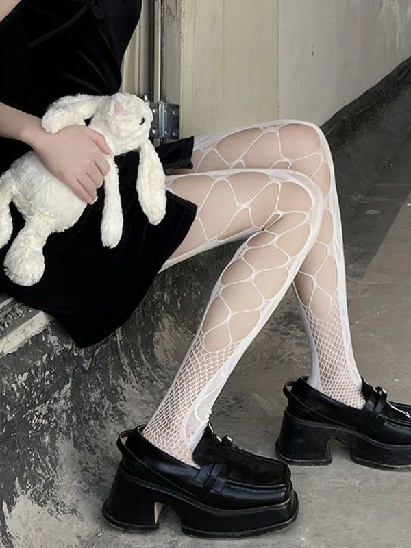 Side Cutout Fishnet Tights - Image 4