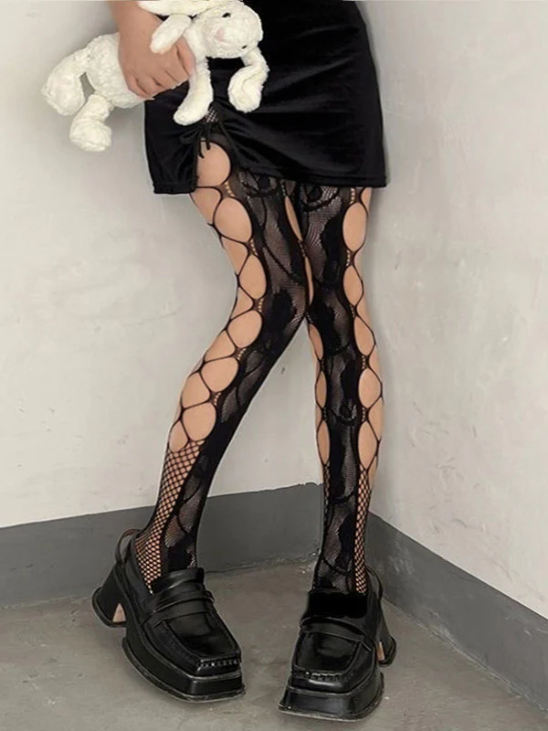 Side Cutout Fishnet Tights - Image 6
