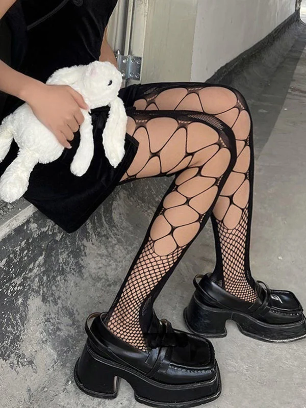 Side Cutout Fishnet Tights - Image 8