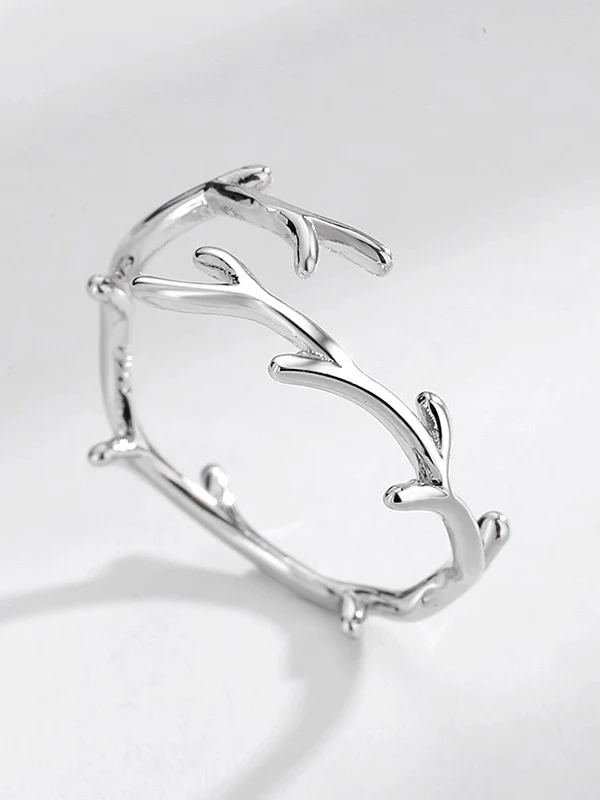 Silver Antlers Cuff Ring
