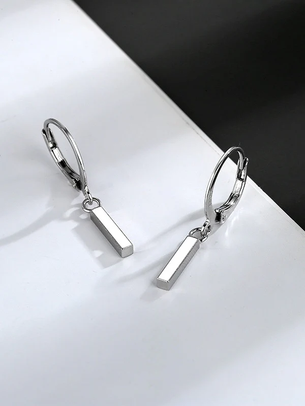Silver Geometric Drop Earring - Image 3
