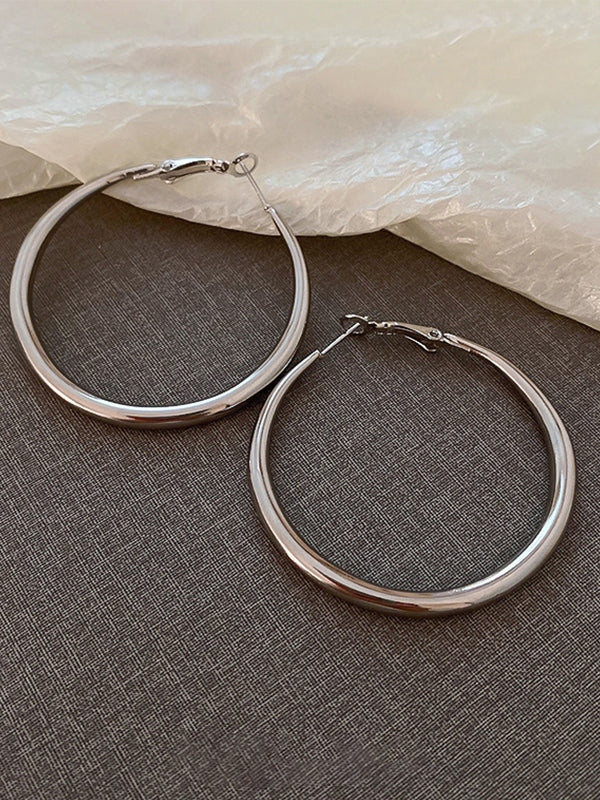 Silver Medium Hoop Earrings - Image 2