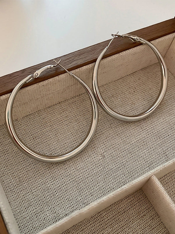 Silver Medium Hoop Earrings - Image 4