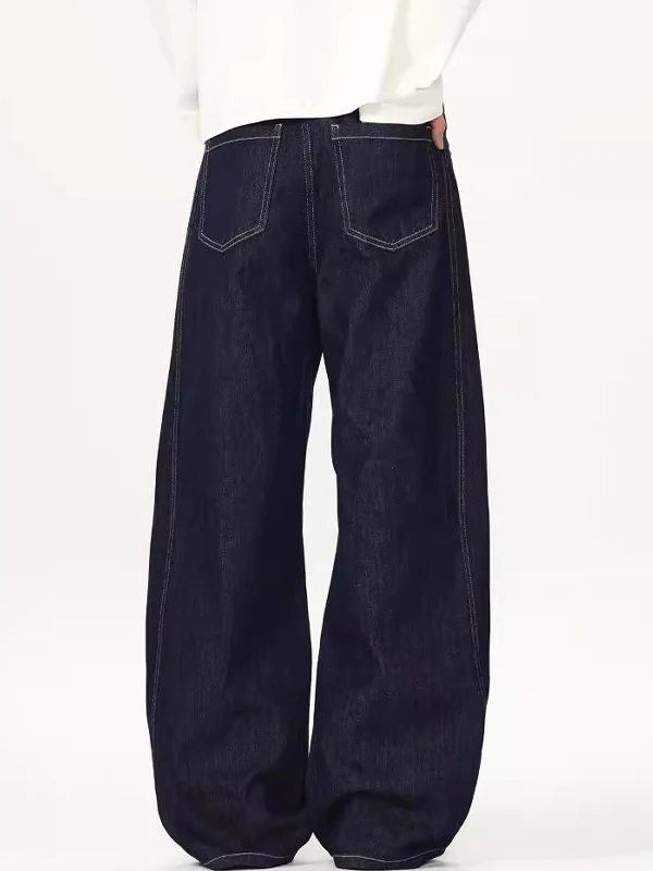 Simple Original Cow Color Scimitar Loose Jeans - Image 4