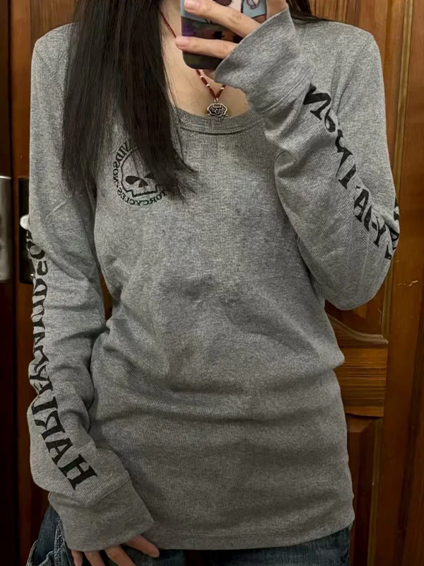 Skull Headline Pattern Print Sweaters