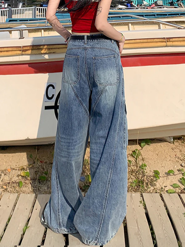 Slant Line Split Design Boyfriend Jeans - Image 5