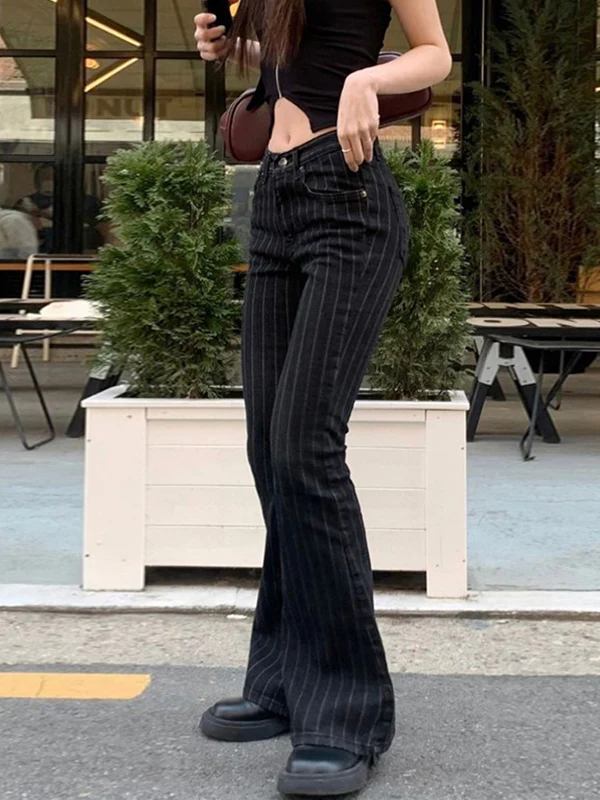 Slim Fit Stripe Flare Jeans - Image 5