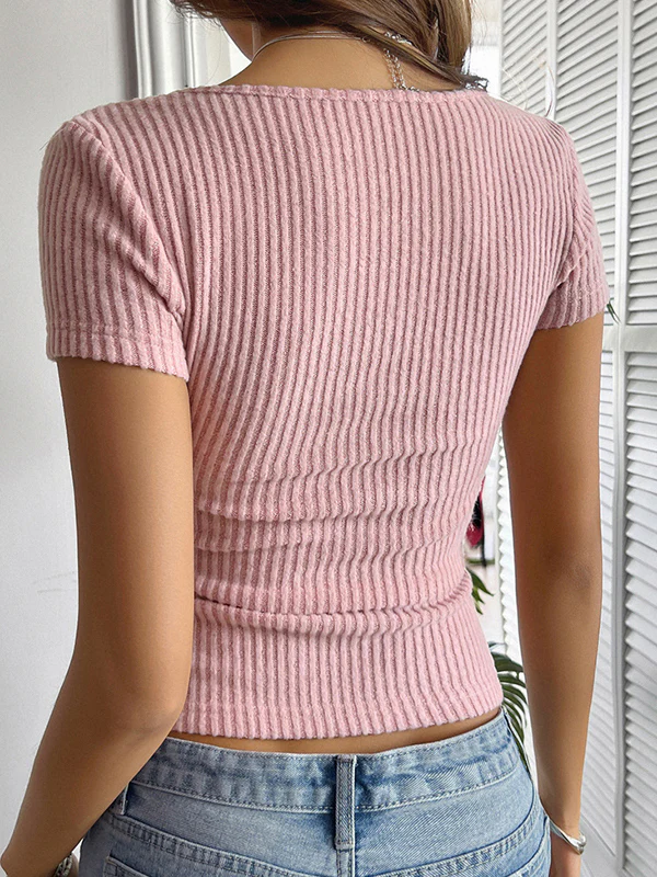 Slim Fit Wide Ribbed Short Sleeve Tee - Image 3