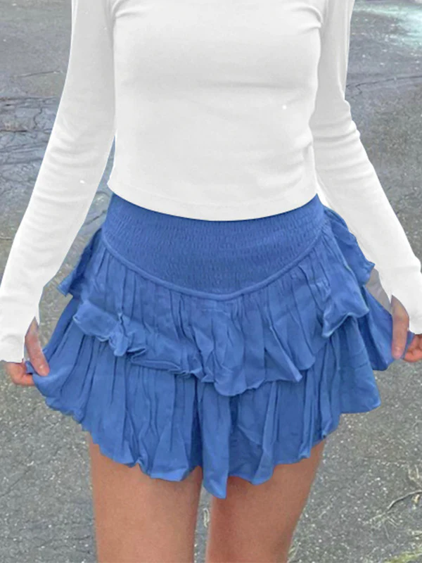 Smock Tiered Ruffle Mini Skirt - Image 19