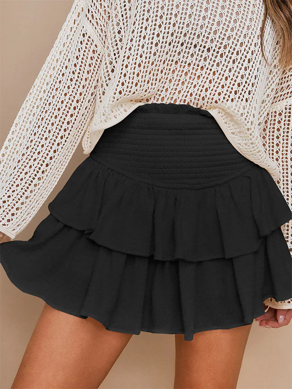 Smock Tiered Ruffle Mini Skirt - Image 9