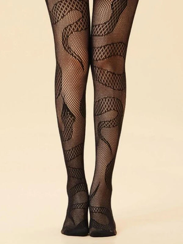 Snake Pattern Fishnet Tights - Image 3